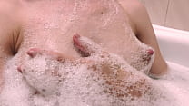 Play with my small teen tits in bath